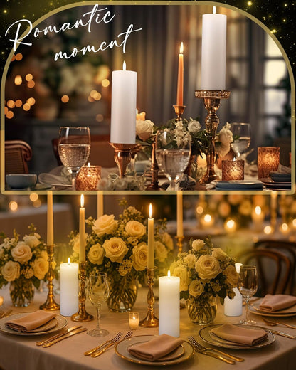 VIHOSE 9 Pack White Flameless Candles Set with Remote and Timer Flickering Flameless Battery Candles Flat Top LED Pillar for Wedding Outdoor Home Festival Decoration(D 3'' H 4'' 5'' 6'')