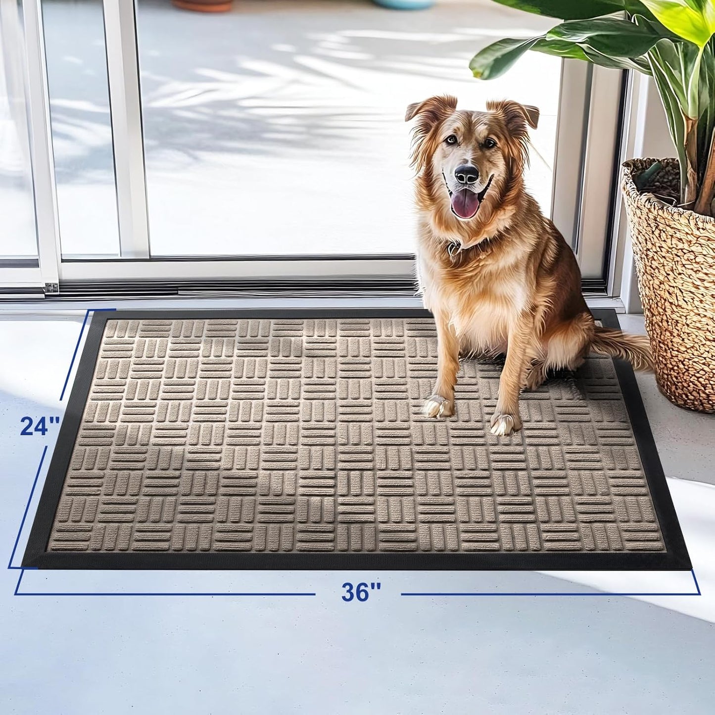 Mibao Front Door Mat, Heavy Duty Durable Welcome Mat for Outdoor Indoor, Dirt Trapper Waterproof Super Absorbent Door Mat for Entryway Outside Patio Porch, 29.5" x 17", Grey