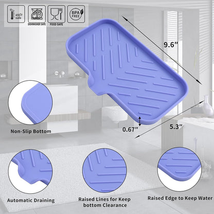 MicoYang Silicone Bathroom Soap Dishes with Drain Spout-Bathroom and Kitchen Sink Organizer,Sponge Holder,Dish Soap Tray,Perfect for Dispenser,Scrubber,Bottle,Cup on Sink or Counter-Coffee 4.9"×3.2"