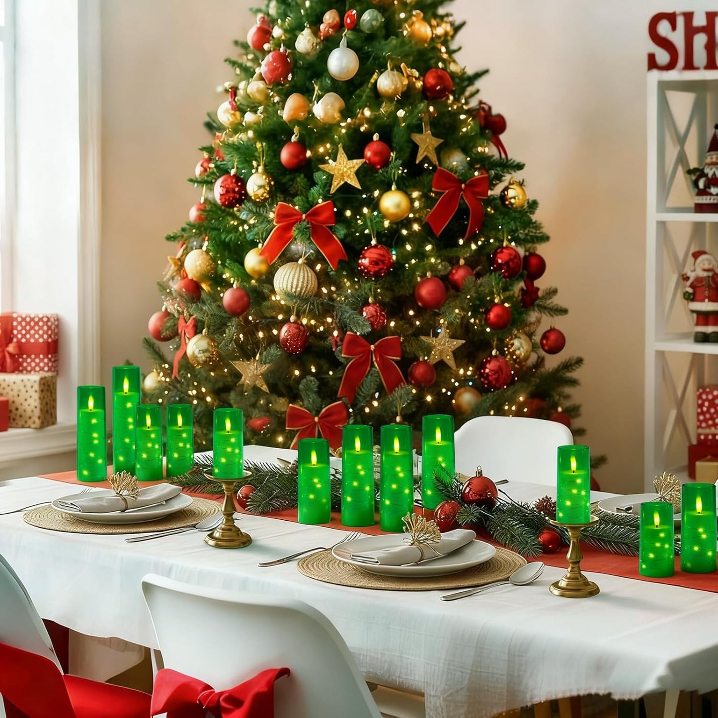 Raycare Flameless Candle with Remote Timer, 3 Flickering Acrylic Battery Operated LED Pillar Candles with Embedded Star String for Christmas, Wedding, Home Table Decor, and as a Gift (Ivory White)