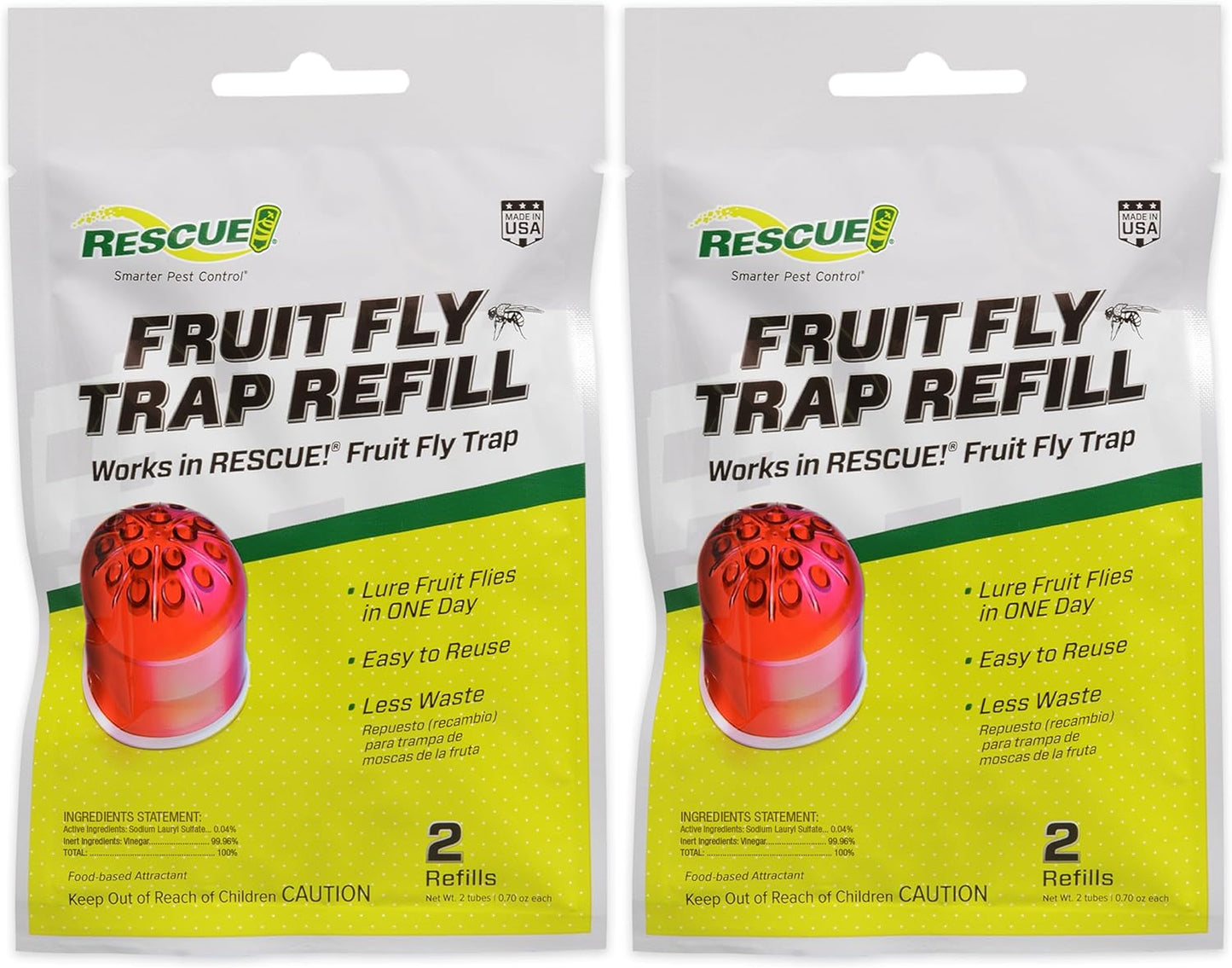 RESCUE! Fruit Fly Trap Bait Refill – 30 Day Supply – 2 Pack