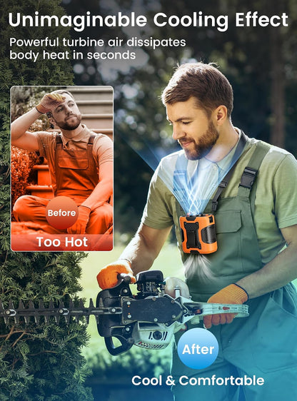 Koonie Waist Clip-on Fan for Shirt, 100 Levels of Speeds, 24H Work Time | Portable Wearable Belt Personal Cooling Fan, Rechargeable Battery, Under-shirt Fan for Outdoor Work, Travel