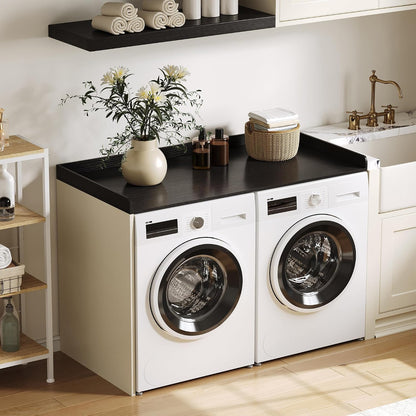 ChooChoo 2-Tier Washer Dryer Countertop with Adjustable Shelf, Spacious Laundry Room Storage for Folding Clothes and Efficient Organization, Walnut