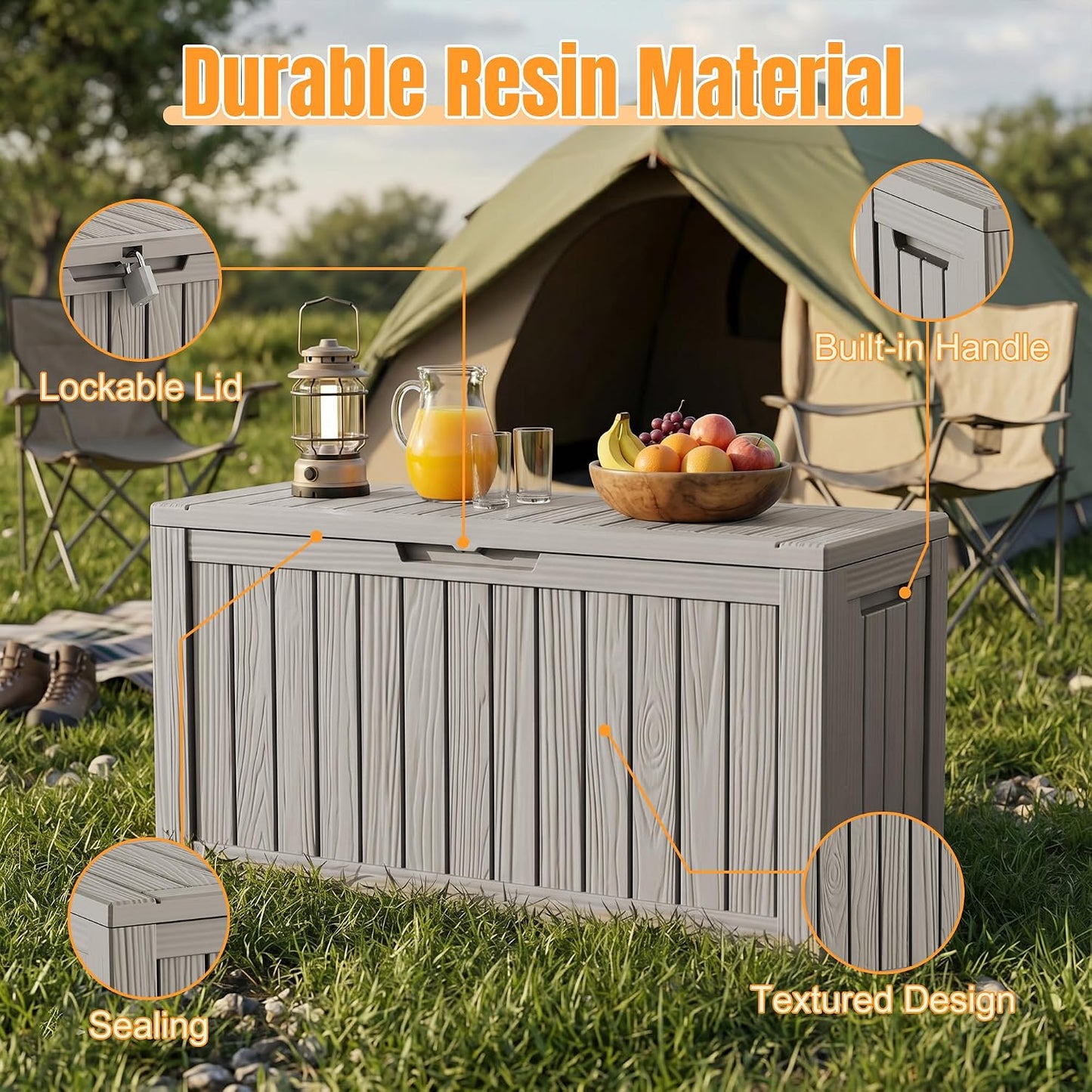 Outdoor Storage Box,38 Gallon Resin Deck Box,Waterproof & UV Resistant Lockable Package Delivery Bin,Toy Cabinet for Indoor & Outdoor