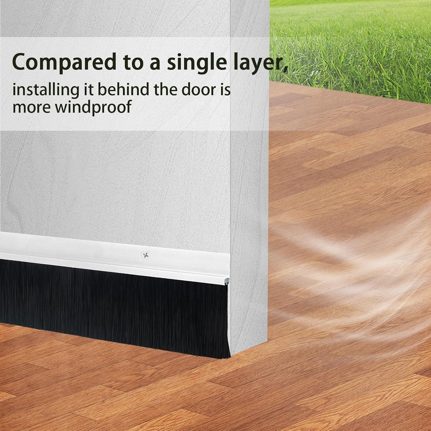 Double Brush Door Sweep 1 Pack, Retsun 3" x 39.3" Heavy Duty Aluminum Door Bottom Seal for Garage, Roll-Up & Exterior Doors, Screw-On Gap Blocker for Wide Gaps, Door Draft Stopper (3 FT, D-3in, 1)