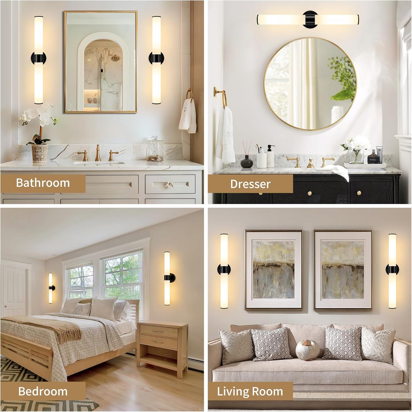 Morauroral Gold Battery Operated Wall Sconces Set of Two, Rechargeable Wall Sconce with Dimmable Remote Control, 20 Inch Wireless Sconce Wall Light for Bedroom, Living Room (Bulbs Included)