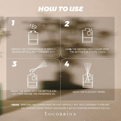 COCORRÍNA Reed Diffuser, White Magnolia Scent Oil Diffuser, 6.09 fl oz, 8 Reeds, Long-Lasting Home Fragrance, Bathroom Bedroom Office & Shelf Decor