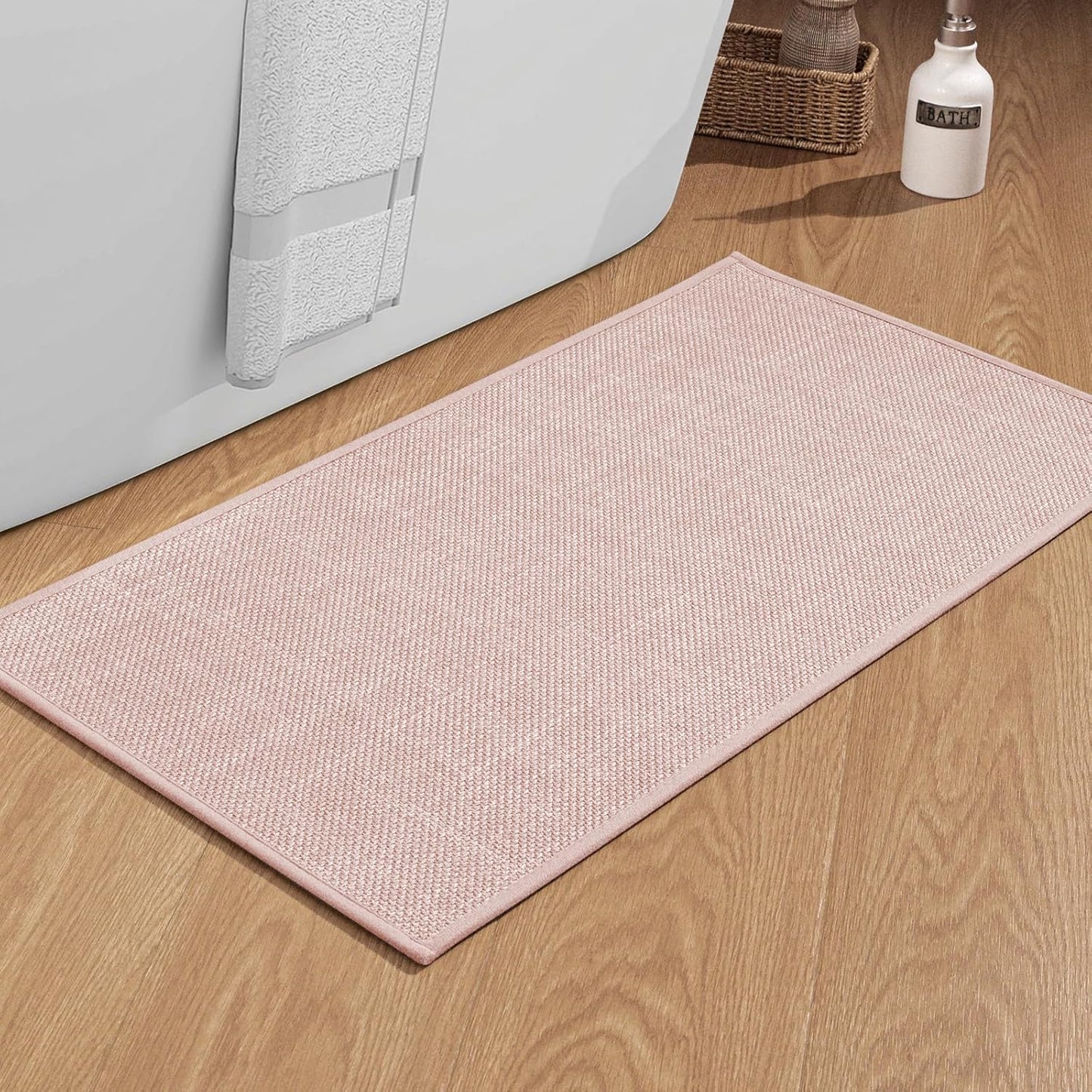 chakme Bathroom Rugs Mat 24x17, Ultra Thin Non Slip Bath Mat Small Quick Dry Absorbent Bath Mat for Bathroom Floor, (Dark Beige, 24"x17")