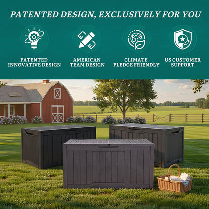 YITAHOME 100 Gallon Large Outdoor Deck Box | Waterproof Resin Storage Box, Lockable Indoor Outdoor Storage Container for Patio Furniture Cushions, Pool Accessories
