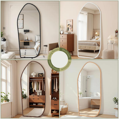 Suidia Full Length Mirror, Oversized Floor Mirror with Solid Wood Frame, Large Standing Mirror for Bedroom Living Room, Wood Art Style, Dark Walnut, 74" L x 32" W