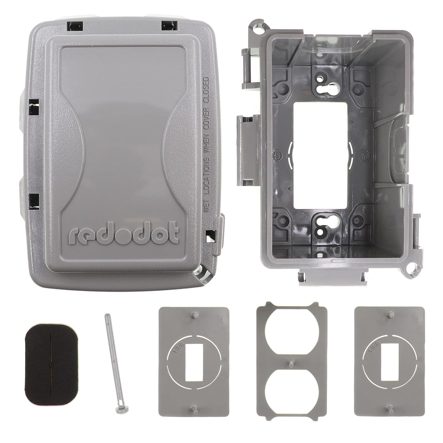 Red Dot CKNMG-NG While-in-Use Weatherproof Receptacle/Outlet Cover, Horizontal/Vertical Mount, 1-Gang, Gray (Pack of 1)