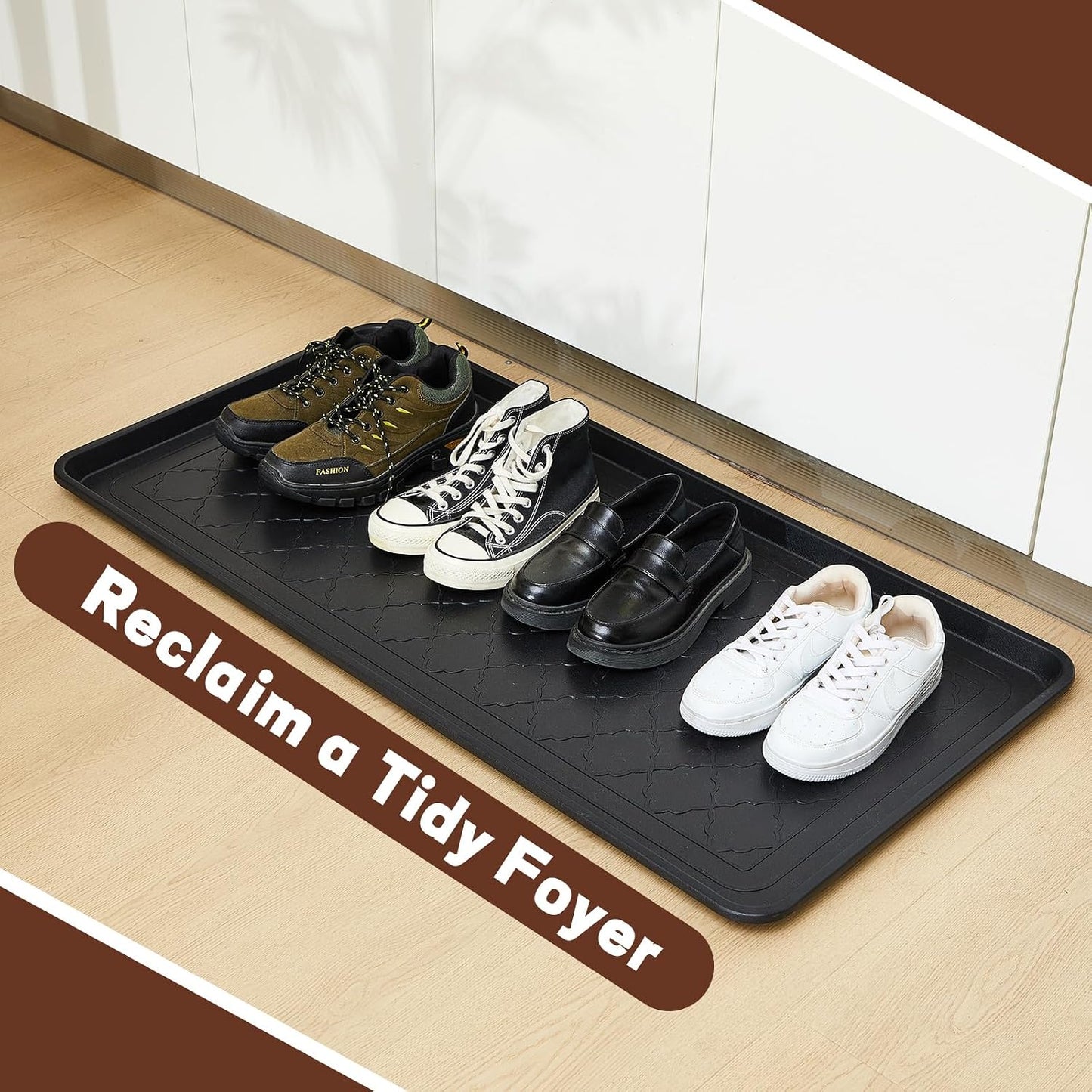Geelin 3 Pack Extra Large Boot Tray 40"x20" Long Shoe Mats Boot Storage with Raised Edge Waterproof Plastic Wet Shoe Tray for Entryway Floor Indoor Outdoor Mudroom Multi Use(Black)