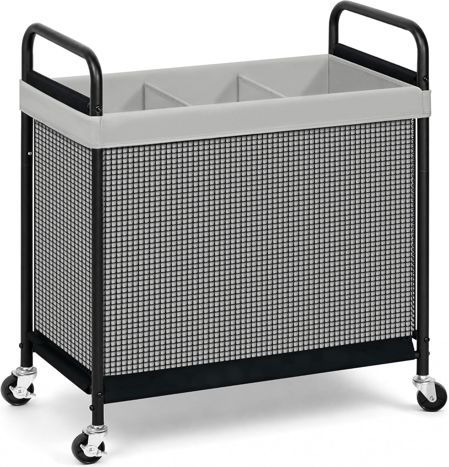 STORAGE MANIAC Rolling Laundry Hamper with Wheels 3-Section Laundry Sorter Rolling Laundrys Basket on Wheels with Removable Bag Clothes Hamper Laundrys Organizer Cart Bathroom Bedroom 120L Beige
