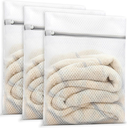 PrettyCare 3 Large (16x19inch) Mesh Laundry Bags for Delicates, Durable Honeycomb Wash Bags with Premium Zippers - Laundry Essentials Mesh Bags for Lingerie, Bras, Socks, Sweater, Travel & Organizing