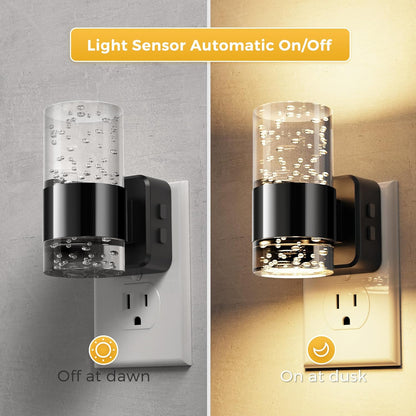 L LOHAS LED Night Light, Bubble Night Lights Plug into Wall,2 Pack 3000K/4000k/5000K Adjustable Color Temperature Night Light,Dimmable Nightlights with Dusk to Dawn Sensor for Rooms Bathroom Hallway