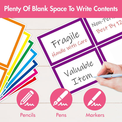 160 PCS Moving Labels, 8 Color-Coded Self-Adhesive Rectangular Stickers for Boxes, Large Home Moving Blank Packing Labels for Cartons, Storage Bins, Office Uses (6” x 4”)