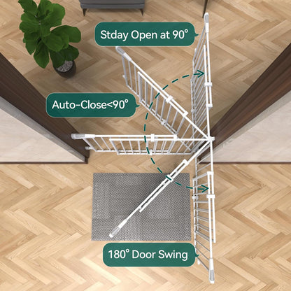 Babelio Baby Gate for Stairs, Kitchen & Doorways, No Bottom Bar| One-Handed Operation| Auto-Close| Hardware Mount (Drill Needed) Safety Dog/Pet Gate (Black - B17, 26-43" W, 28" H)