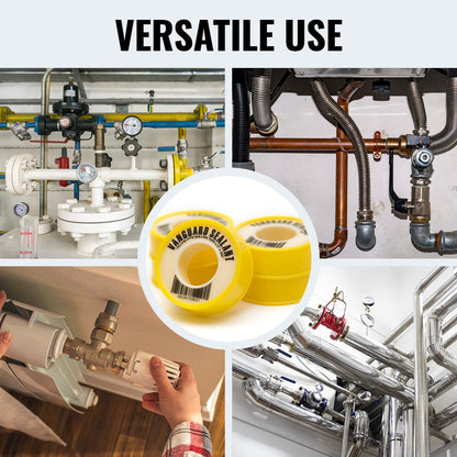 Teflon Gas Pipe Thread Sealant - PTFE Yellow Teflon Tape for Gas Fittings - 260" Length Pipe Thread Tape 1/2 inch High Resistance Leak Prevention - Propane Thread Seal Tape