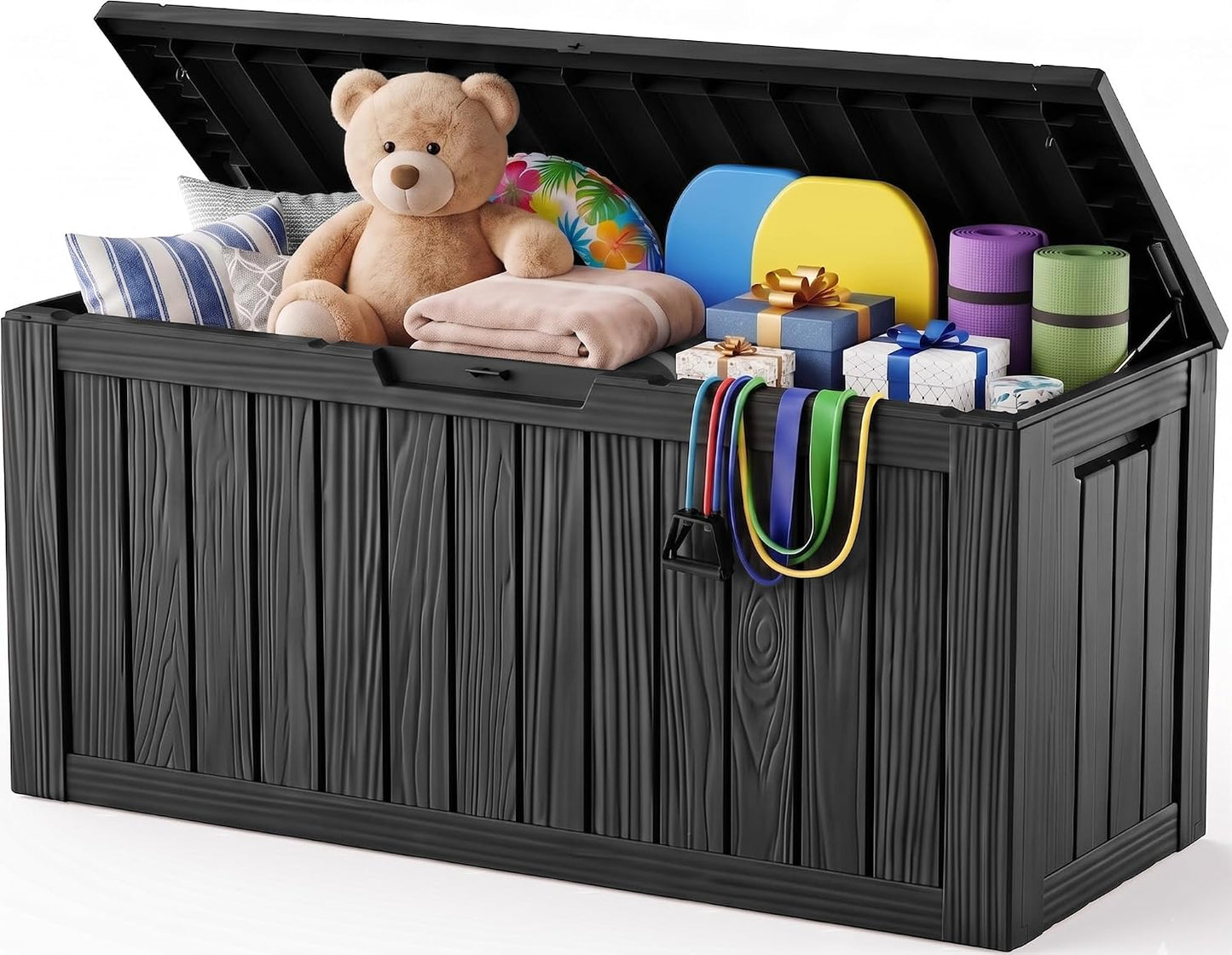 Outdoor Storage Box,38 Gallon Resin Deck Box,Waterproof & UV Resistant Lockable Package Delivery Bin,Toy Cabinet for Indoor & Outdoor