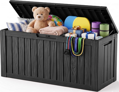 Outdoor Storage Box,38 Gallon Resin Deck Box,Waterproof & UV Resistant Lockable Package Delivery Bin,Toy Cabinet for Indoor & Outdoor