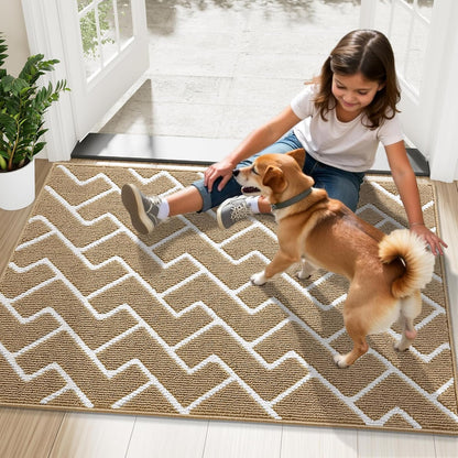 OLANLY Front Door Mat, Non-Slip Rubber Backing, Dirt Resistant and Absorbent, Washable, Easy to Clean Low-Profile Indoor Doormat for Back Door, Entryway, Inside Entrance, 32x20, Grey