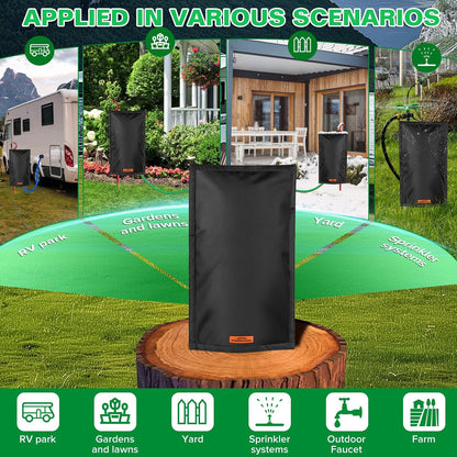 Outdoor Faucet Cover - 25"H x 13.5"W - Black, Hydrant Cover Freeze Protection for RV Park, Yard Hydrant & Sprinkler Systems, Winter & Summer Faucet Insulation
