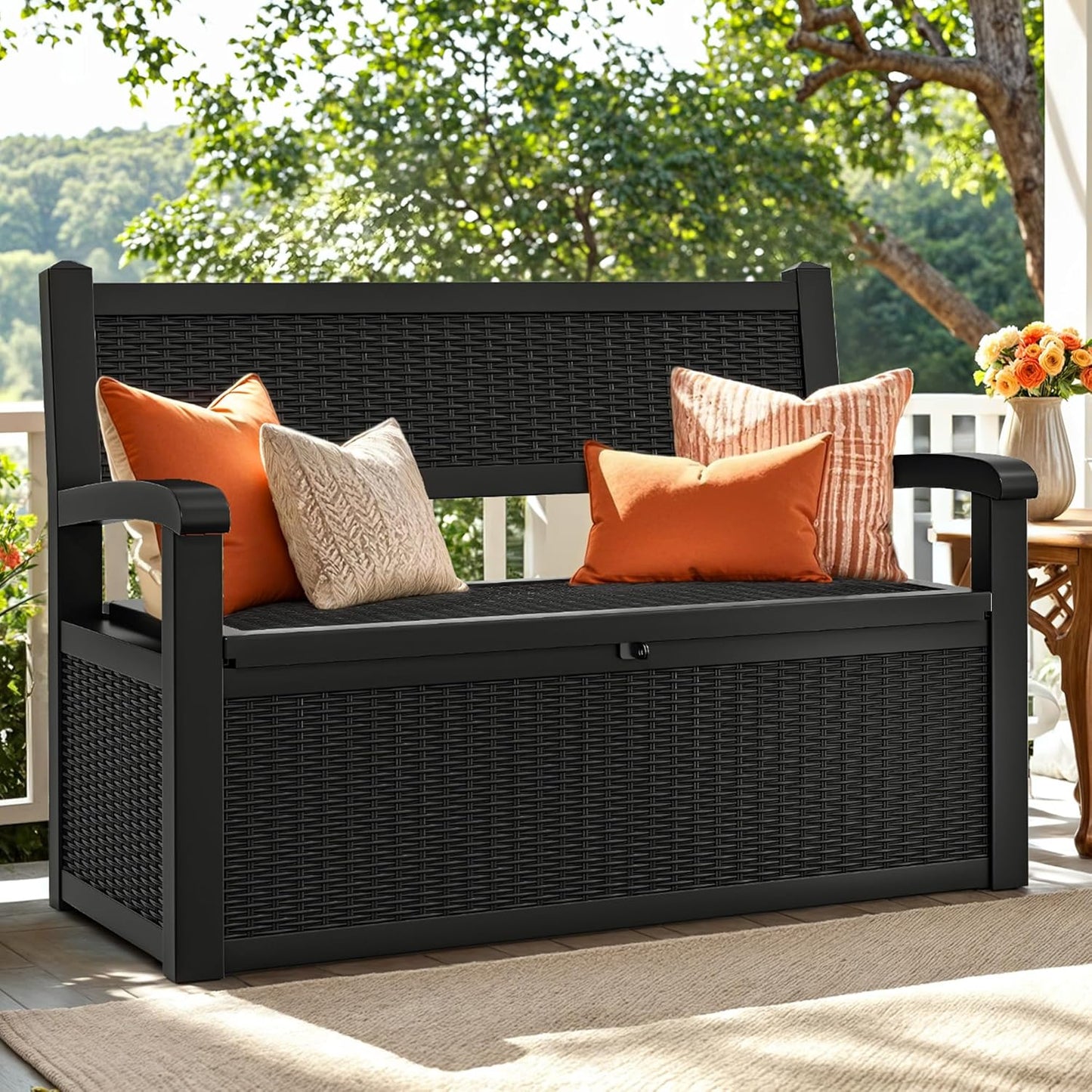YITAHOME 100 Gallon Large Outdoor Deck Box | Waterproof Resin Storage Box, Lockable Indoor Outdoor Storage Container for Patio Furniture Cushions, Pool Accessories