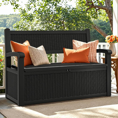 YITAHOME 100 Gallon Large Outdoor Deck Box | Waterproof Resin Storage Box, Lockable Indoor Outdoor Storage Container for Patio Furniture Cushions, Pool Accessories