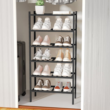 ROMGUAR CRAFT 3 Tier Bamboo Shoe Rack for Closet Free Standing Wood Shoe Shelf Storage Organizer for Entryway Small Space Stackable 27"x11"x20" (Natural)