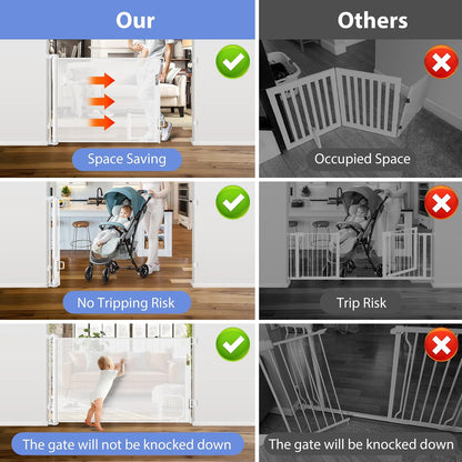 Retractable Baby Gate with Cat Door 55" Wide Retractable Baby Gate for Stairs Mesh Baby Gate with Pet Door Retractable Dog Gate for The House Retractable Pet Gate with Door Safety Gates for Toddlers