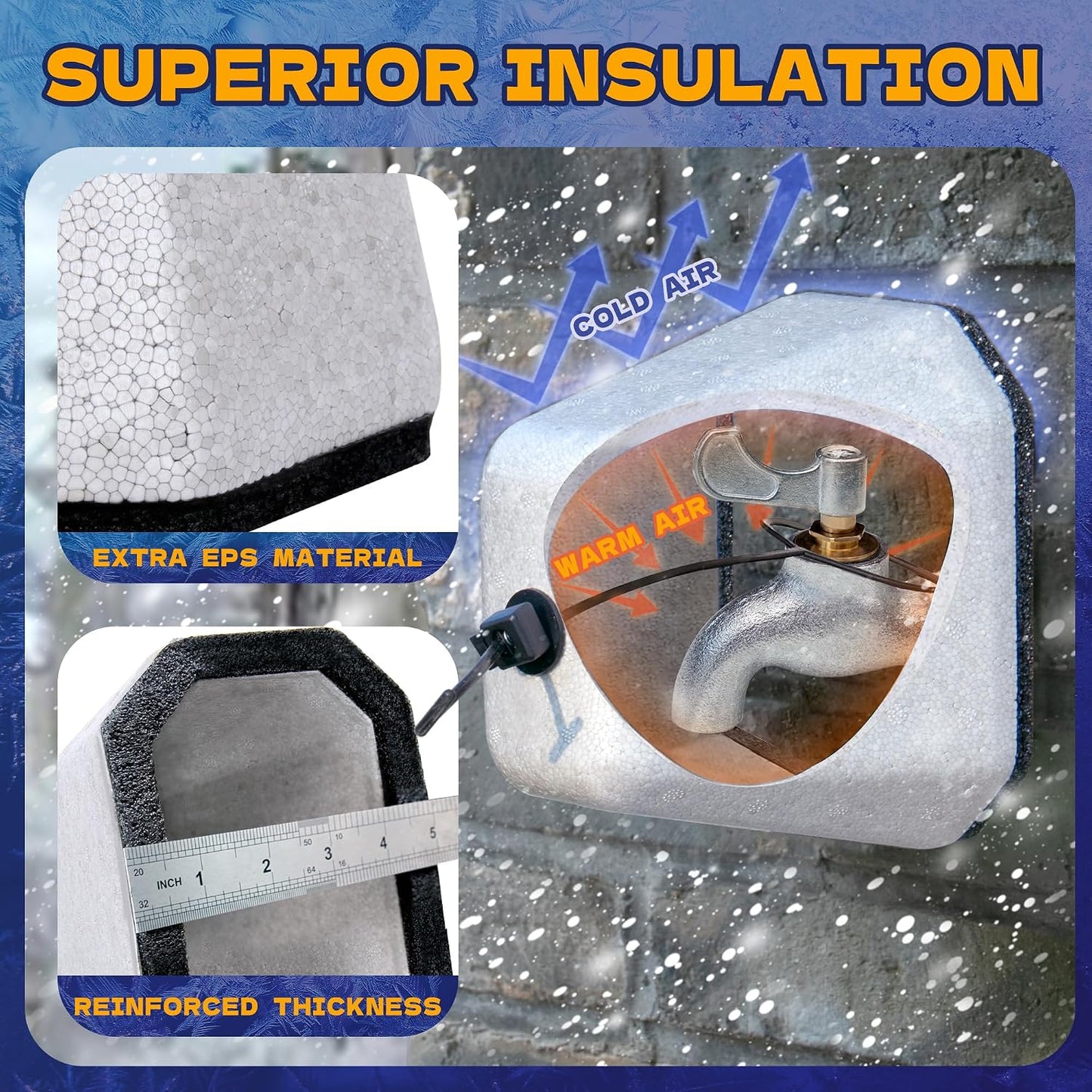 Outdoor Faucet Covers for Winter 2 Pack, Foam Faucet Cover for Winter Freeze Protection, Reusable Outdoor Hose Bib Cover, Spigot Covers Winter Insulated