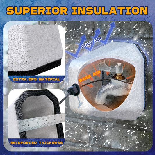 Outdoor Faucet Covers for Winter 2 Pack, Foam Faucet Cover for Winter Freeze Protection, Reusable Outdoor Hose Bib Cover, Spigot Covers Winter Insulated