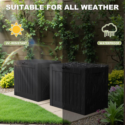 Greesum 31 Gallon Resin Deck Box All Weather Outdoor Storage Boxes for Patio Furniture Set,Outdoor Toys,Garden Tools,Black
