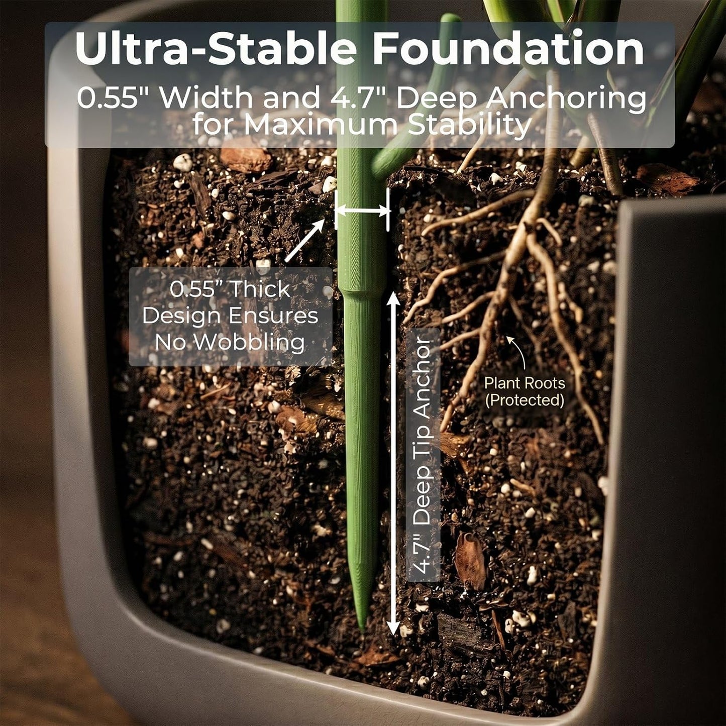 Heavy-Duty Monstera Plant Support Stakes - 10-Piece Stackable Sticks | For Climbing Stem up to 39.6" Tall - 0.55" Thick Indoor Plant Poles & Outdoor Garden Structures