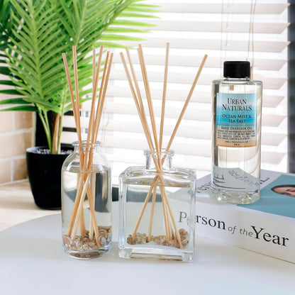 Urban Naturals Smoked Vanilla Reed Diffuser Set with Vanilla Bean, Sandalwood & Leather – 5 Ounce Sleek Black Rectangular Refillable Glass Bottle – Made in the USA