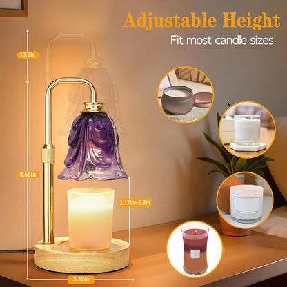 Candle Warmer Lamp with Timer Dimmer, Adjustable Height Pink Tulip Candle Wax Warmer, Christmas Birthday Gift for Mom Women,House Warming Gifts for New Home Bedroom Decor,Flower Pink