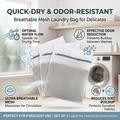 Lingerie Bags for Washing Delicates 3Pcs, Laundry Wash Bag, Honeycomb Mesh Laundry Bag 12x16 Inch Medium