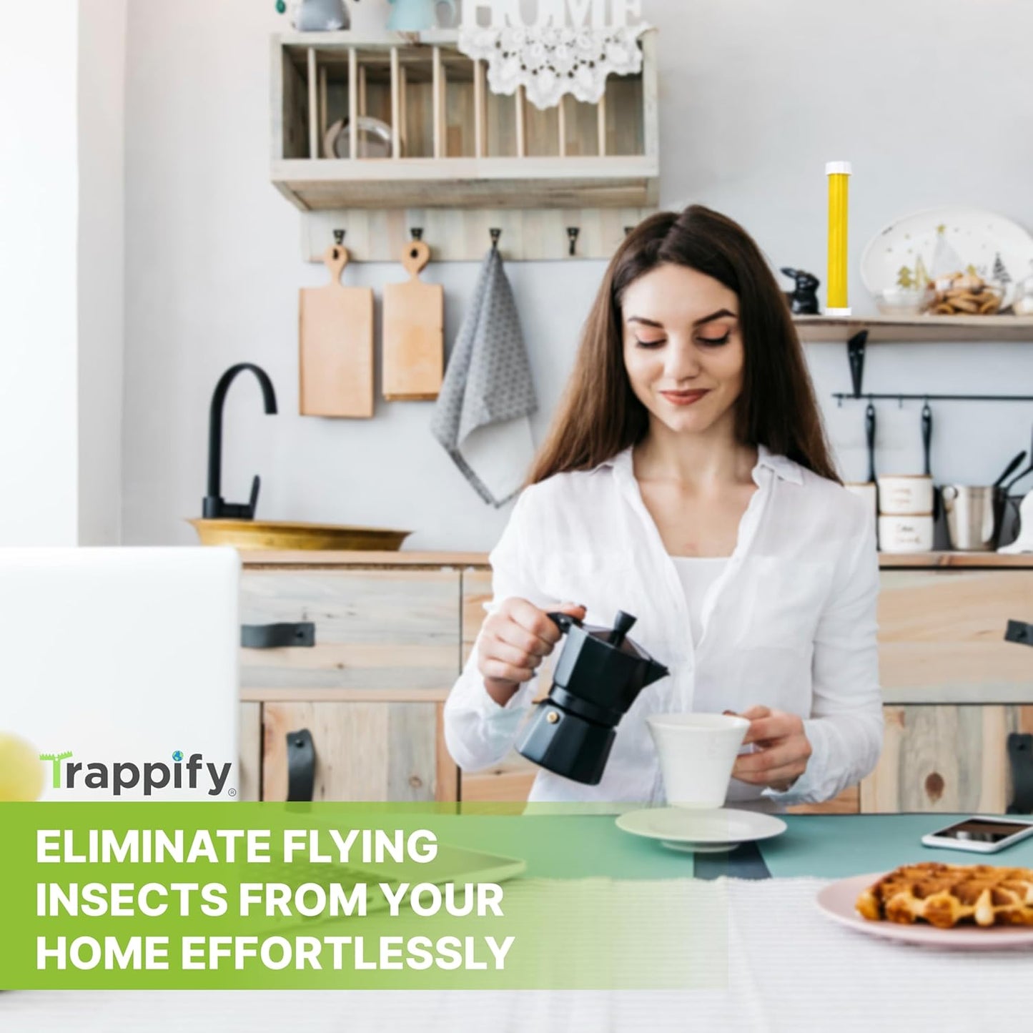 Trappify Hanging Fly Traps Outdoor: Fruit Flies and Flying Insect Trap for Indoor & Outdoor Use I Disposable Sticky Fly Trap Indoor House Pest Control (2 Pack)