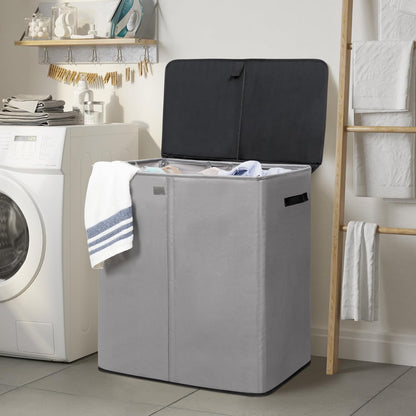 WOWLIVE Laundry Hamper with Lid,160L Large Laundry Basket 3 Section with Removable Washing Bags,Collapsible Waterproof Dirty Clothes Hamper for Laundry Room Bathroom Dorm,Beige
