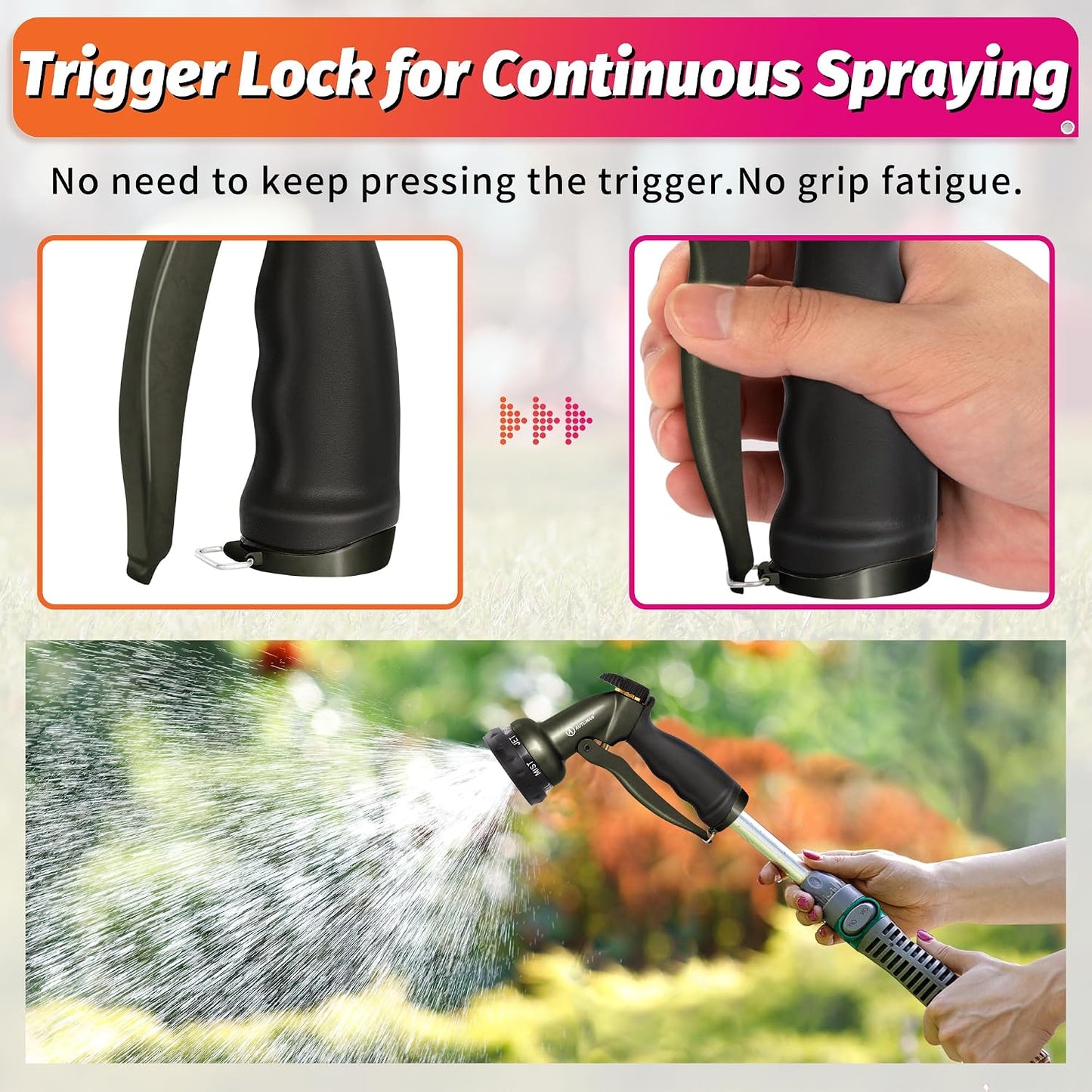 AUTOMAN Garden Nozzle Sprayer, High Pressure Spray Nozzle, 100% Metal Water Hose Nozzle, 7 Patterns Watering Nozzle, Heavy Duty Sprayer Garden Nozzle for Watering Plants & Lawns, Washing Cars & Pets