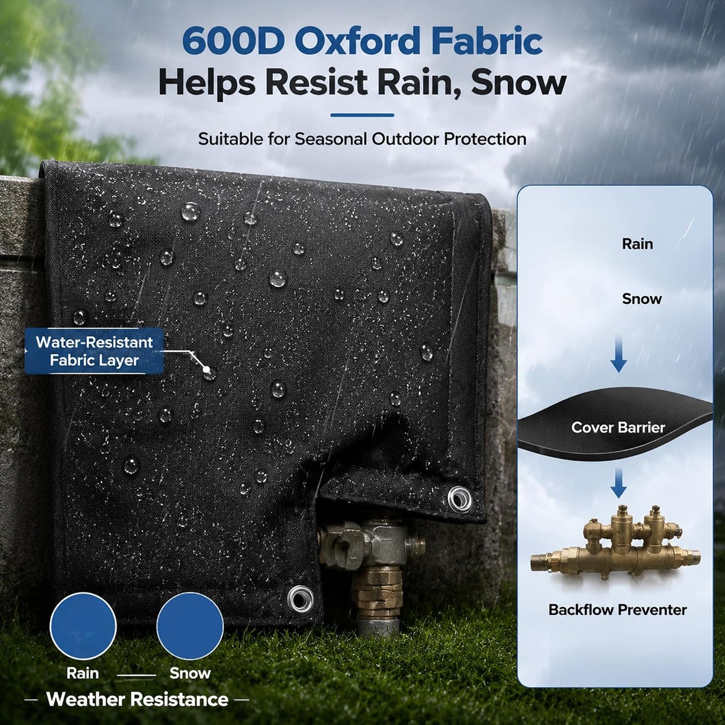 Outdoor Faucet Cover for Winter, Insulated Backflow Cover Freeze Protection | Fits Up to 9” W x 10” H