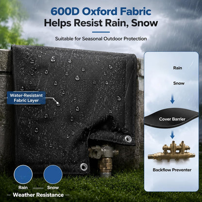 Outdoor Faucet Cover for Winter, Insulated Backflow Cover Freeze Protection | Fits Up to 9” W x 10” H