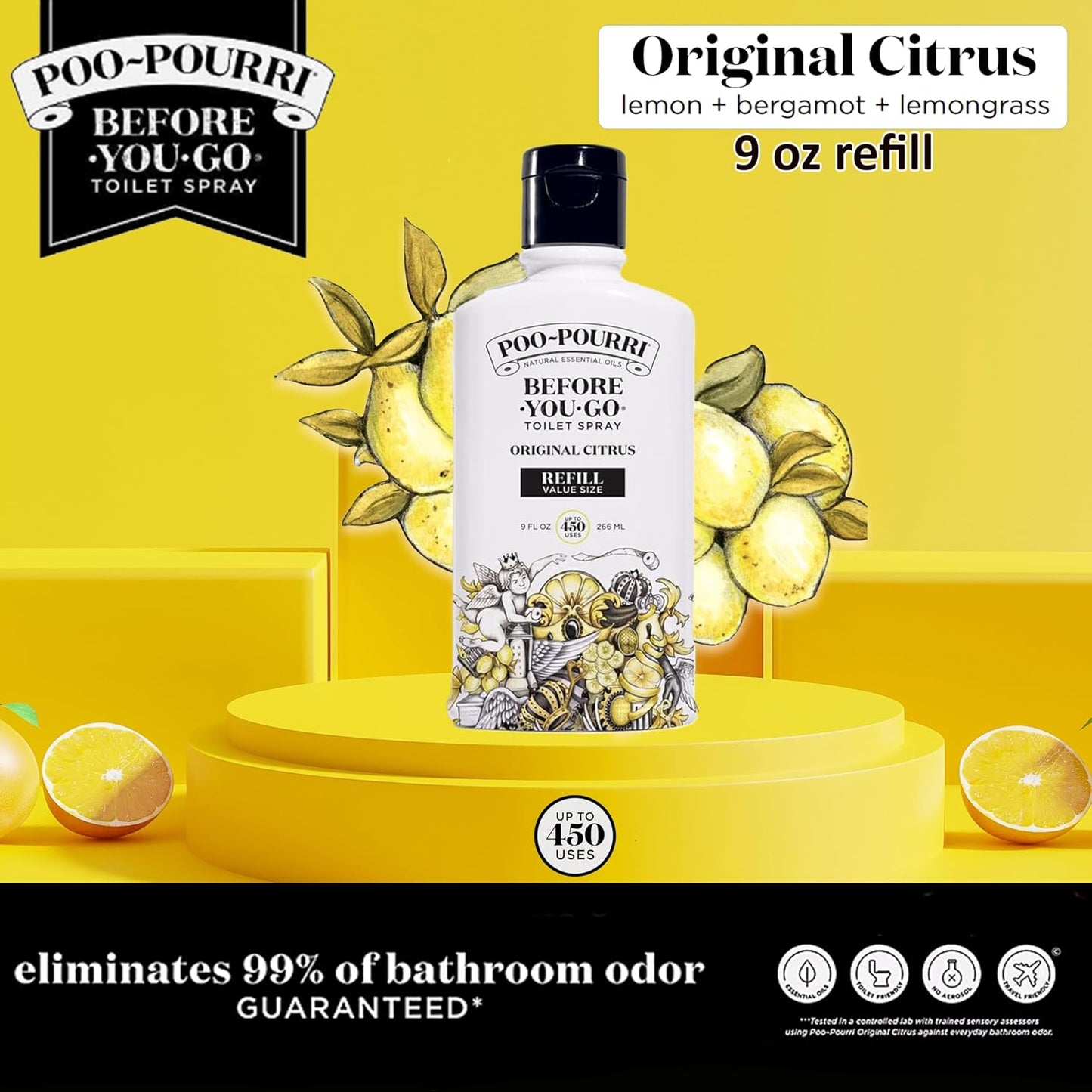 Poo-Pourri Before-You-Go Toilet Spray, Bamboo Rain, 2 Fl Oz, Up to 100 Uses, Bathroom Odor Deodorizer with Essential Oils for Home or Work, Travel Essentials, TSA Approved Size, Bamboo & Fresh Grass
