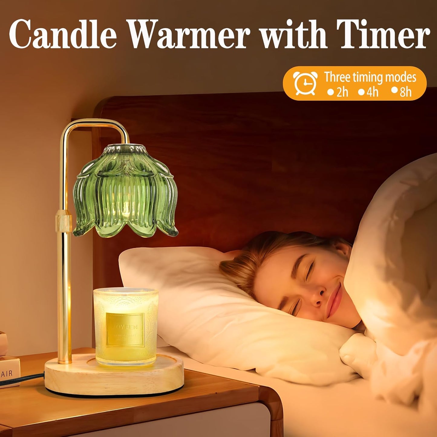 Candle Warmer Lamp with Timer Dimmer, Adjustable Height Pink Tulip Candle Wax Warmer, Christmas Birthday Gift for Mom Women,House Warming Gifts for New Home Bedroom Decor,Flower Pink