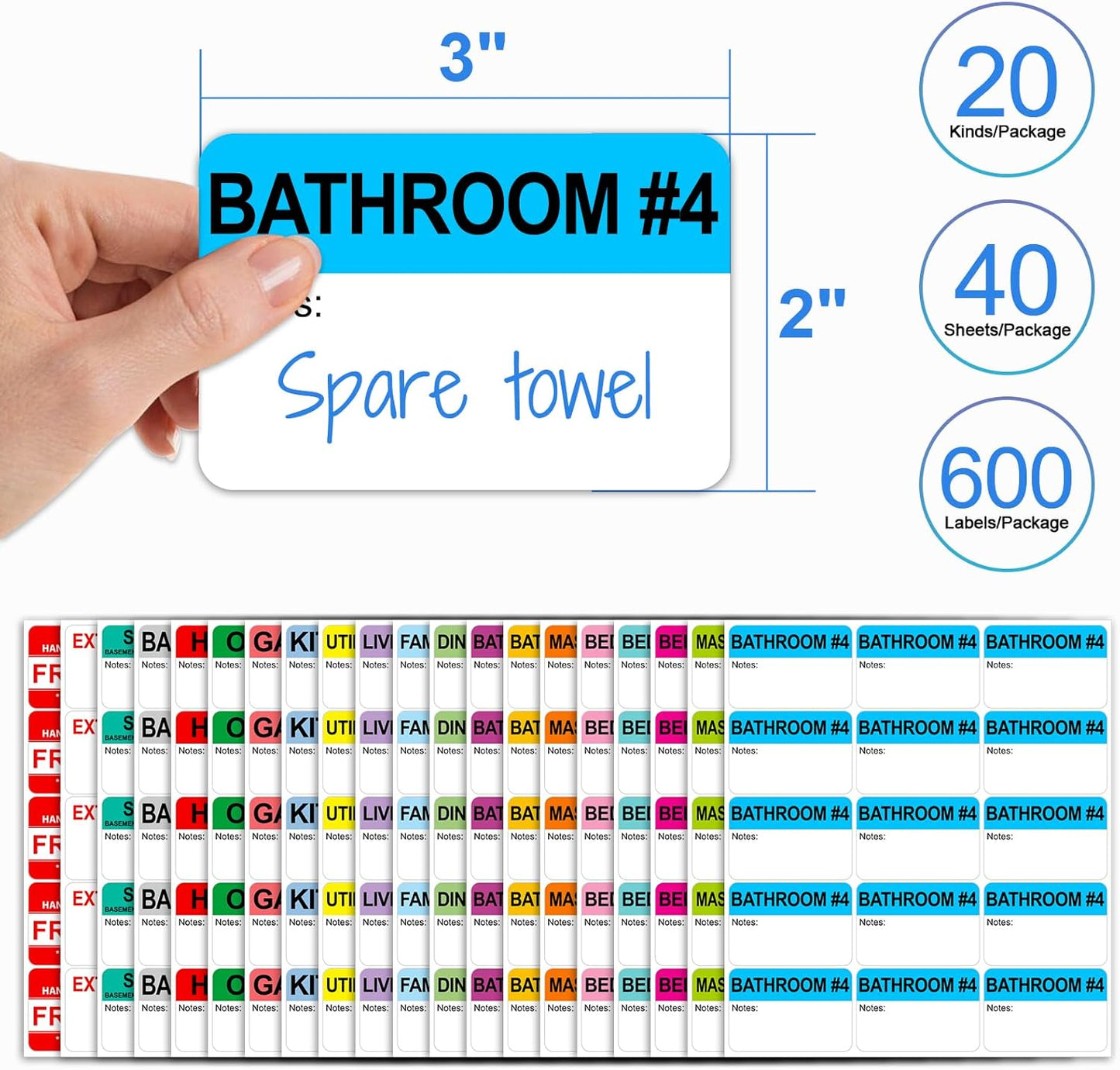 960 Count Home Moving Labels,16 Rolls Different Color Coding Moving Labels for Boxes Stickers + Fragile Moving Stickers + 1 Blank Label Roll for Customized Use