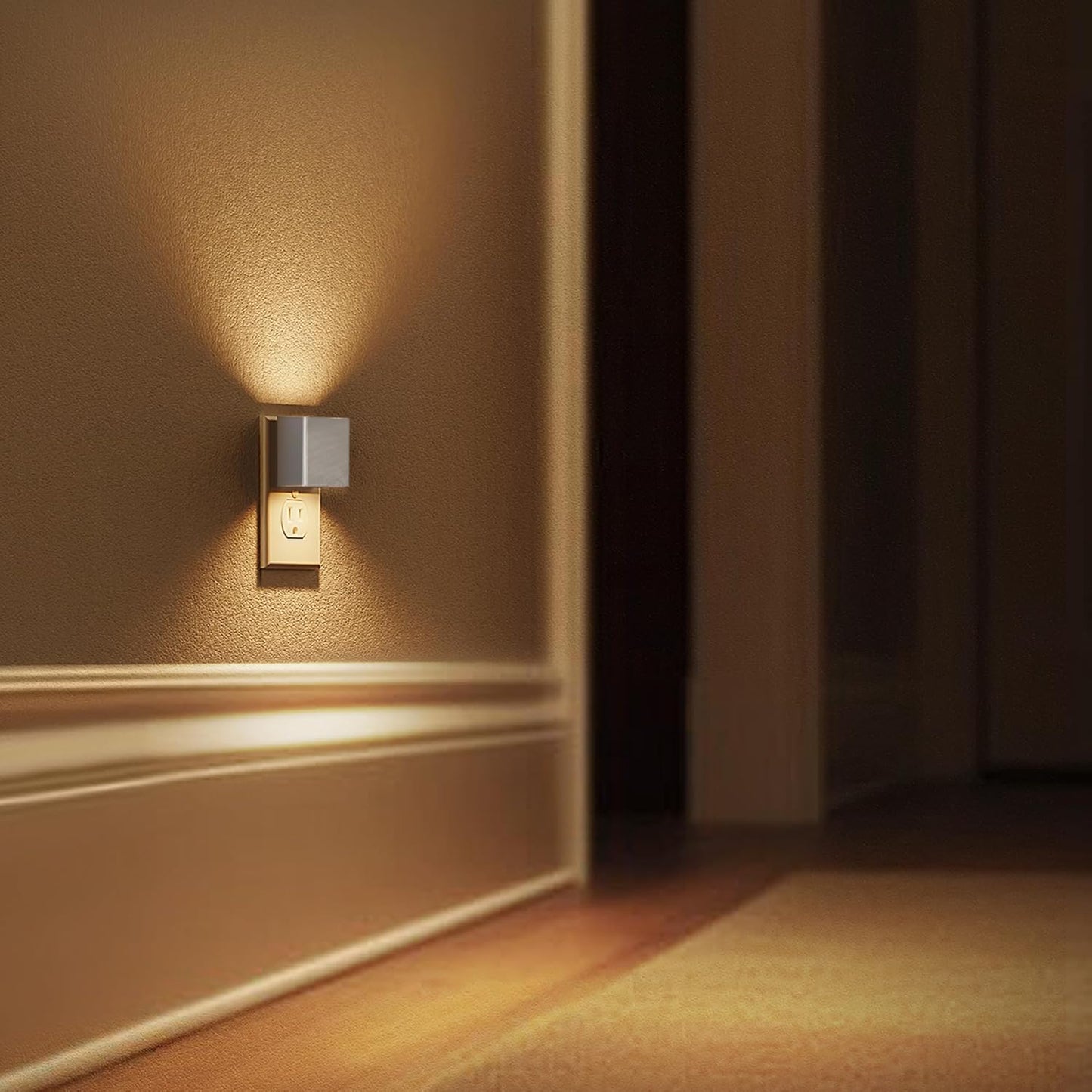 L LOHAS LED Motion Sensor Night Light, [2-Pack] Plug in Night Light with Motion Sensor and Dusk to Dawn Sensor, Brightness Adjustable, 3000K Soft White Nightlight for Bathroom Hallway Kitchen
