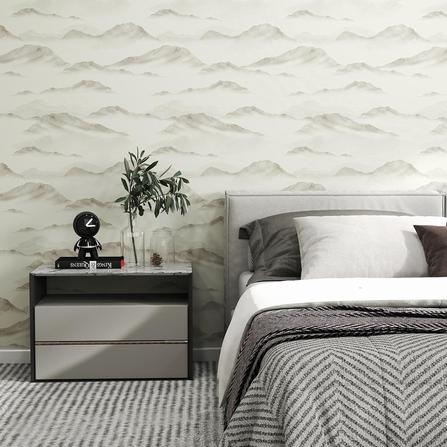 Kitico Peel and Stick Wallpaper,Modern Brown Self Adhesive Wallpaper Contact Paper Removable Decorative Wall Paper for Bedroom Bathroom Shelf Liner Decor Vinyl 17.3"x80"