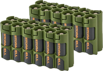 AA Battery Storage Caddy by Storacell, Orange, Holds 12 Batteries (Not included)