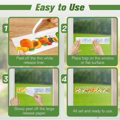 Qualirey 30 Pack XL Window Fly Traps for Indoors, Extra Large Fly Paper Sticky Strips, Waterproof & Non Toxic Clear Sticky Traps for Windows, Bug Catcher for House, Kitchen and Office(15"×3")