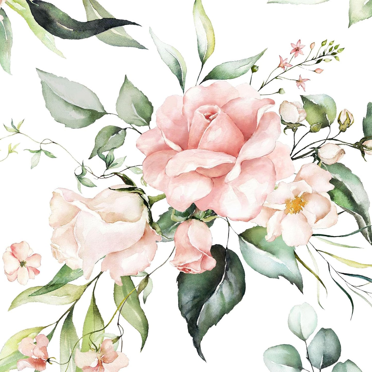 Pink Floral Peel and Stick Wallpaper Self Adhesive Removable Thick Vinyl Watercolor Botanical Flower Accent Wall for Bedroom Bathroom Living Room Renter Friendly 17.7" x 118"